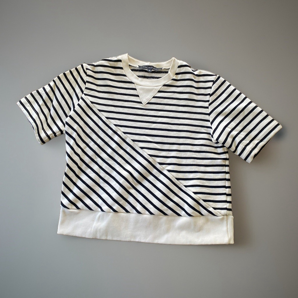 Timo Weiland NYC Short Sleeve Sweater Shirt Black & White Striped Women’s S